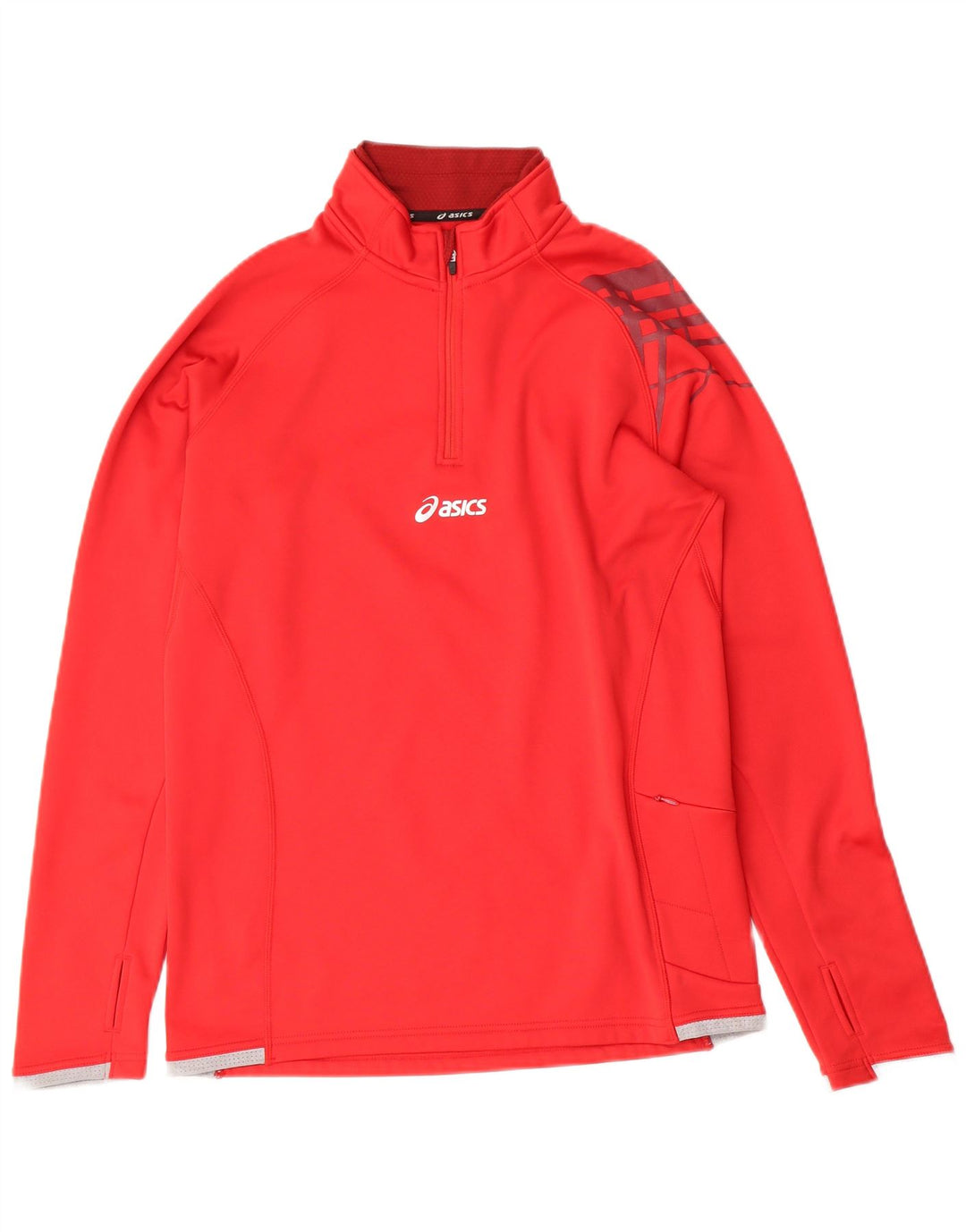 Ανδρική φόρμα πουλόβερ με φερμουάρ ASICS Top Small Red Polyester Sports