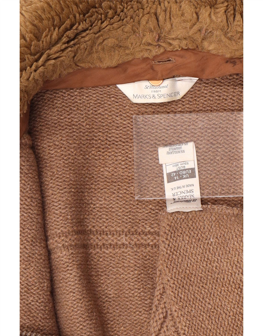 Γυναικείο πουλόβερ ζακέτα Marks & Spencer SUK 14 Μαλλί μεσαίου καφέ