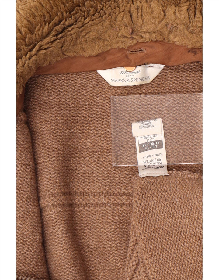 Γυναικείο πουλόβερ ζακέτα Marks & Spencer SUK 14 Μαλλί μεσαίου καφέ