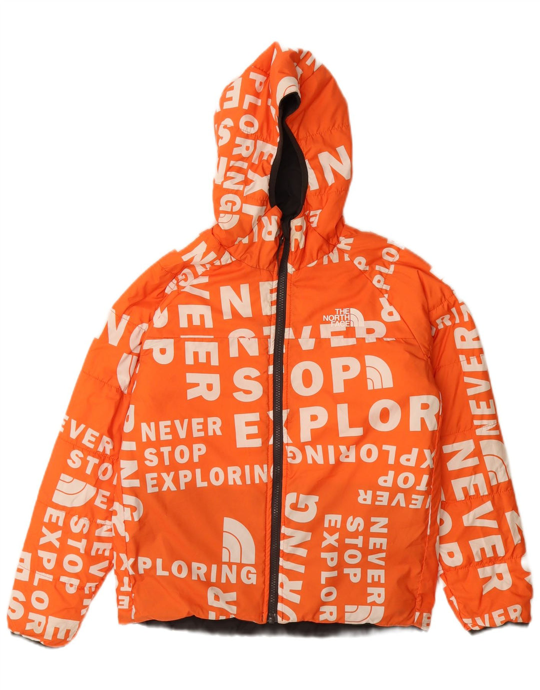 The North Face Boys Hooded Reversible Padded Jacket 9-10 Years Medium Black