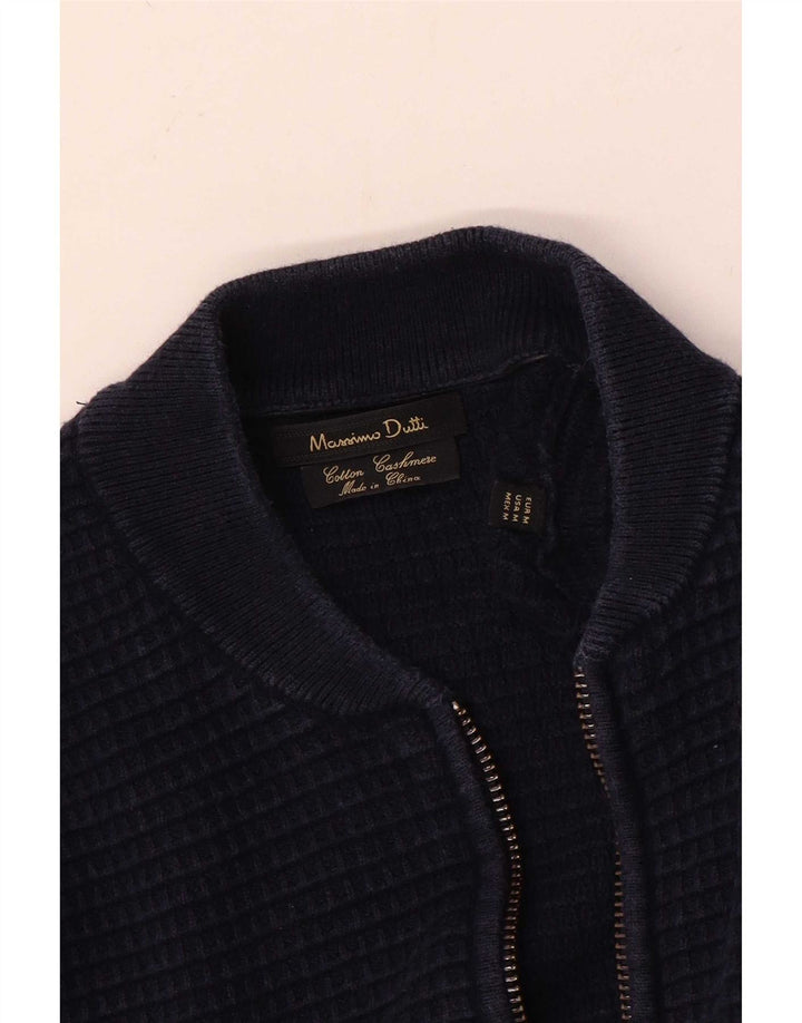 Ανδρικό πουλόβερ ζακέτα Massimo Dutti, μεσαίο μπλε βαμβακερό
