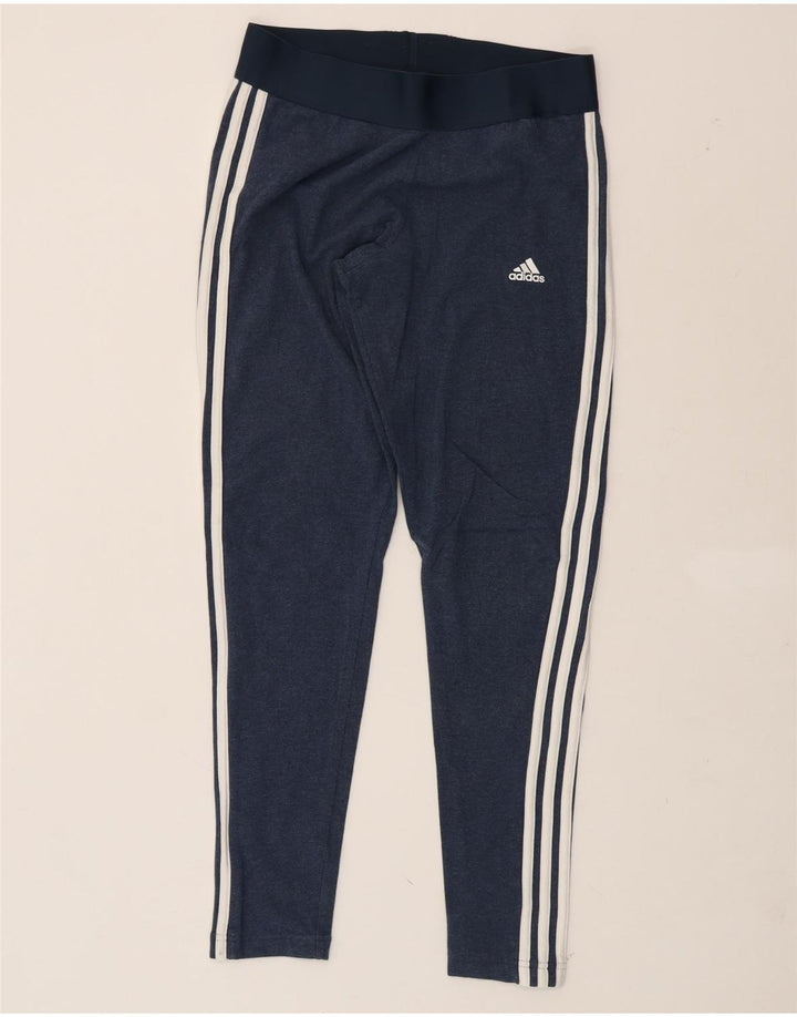 ADIDAS Womens Leggings UK 12/14 Medium  Navy Blue Vintage Adidas and Second-Hand Adidas from Messina Hembry 
