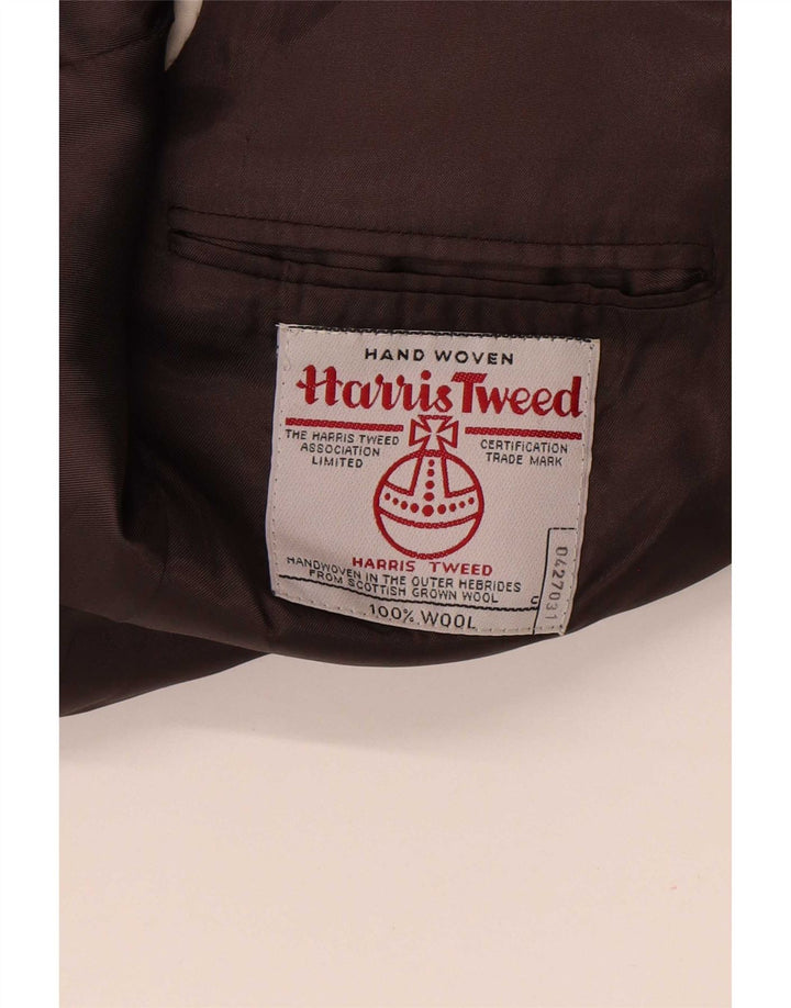 Ανδρικό μπουφάν Harris Tweed 2 κουμπιά σακάκι UK 40 μεγάλο καφέ μαλλί ψαροκόκαλο