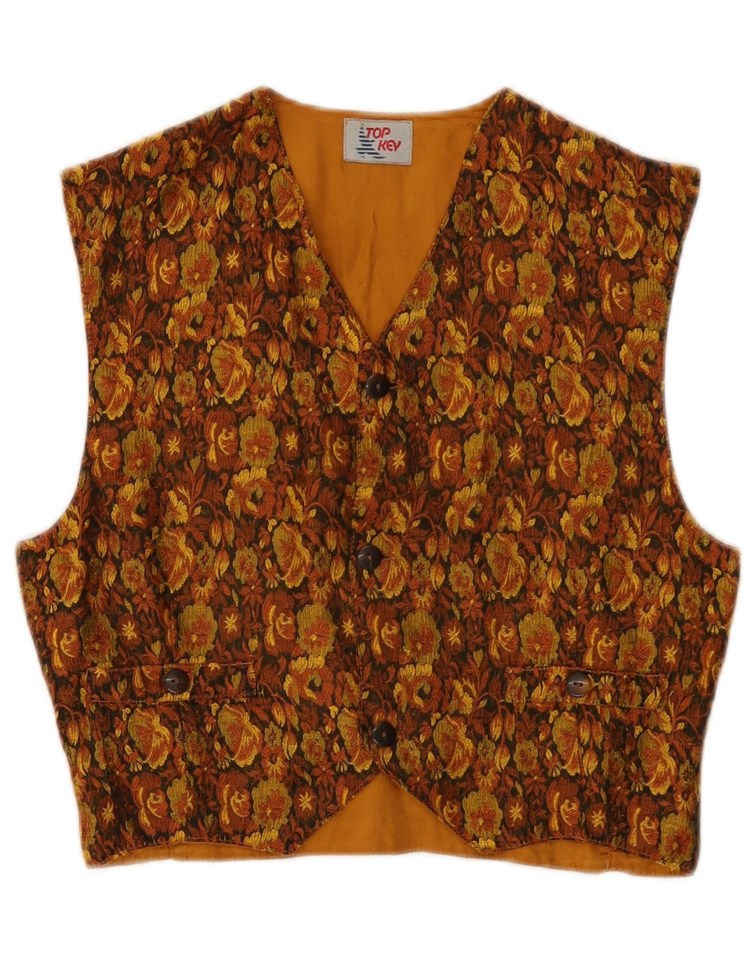 Vintage Γυναικείο Γιλέκο IT 40 Μικρό Καφέ Floral