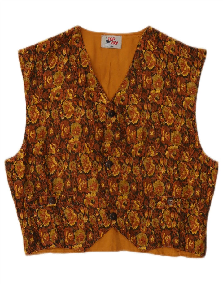 Vintage Γυναικείο Γιλέκο IT 40 Μικρό Καφέ Floral
