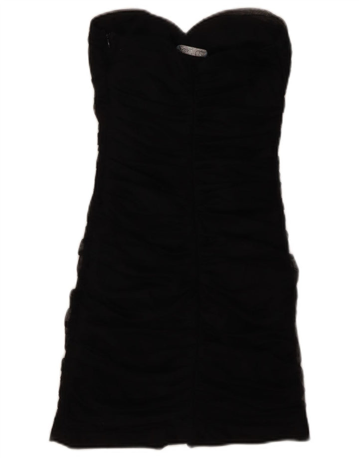 ZARA Γυναικείο Στράπλες Φόρεμα Bodycon UK 8 Small Black