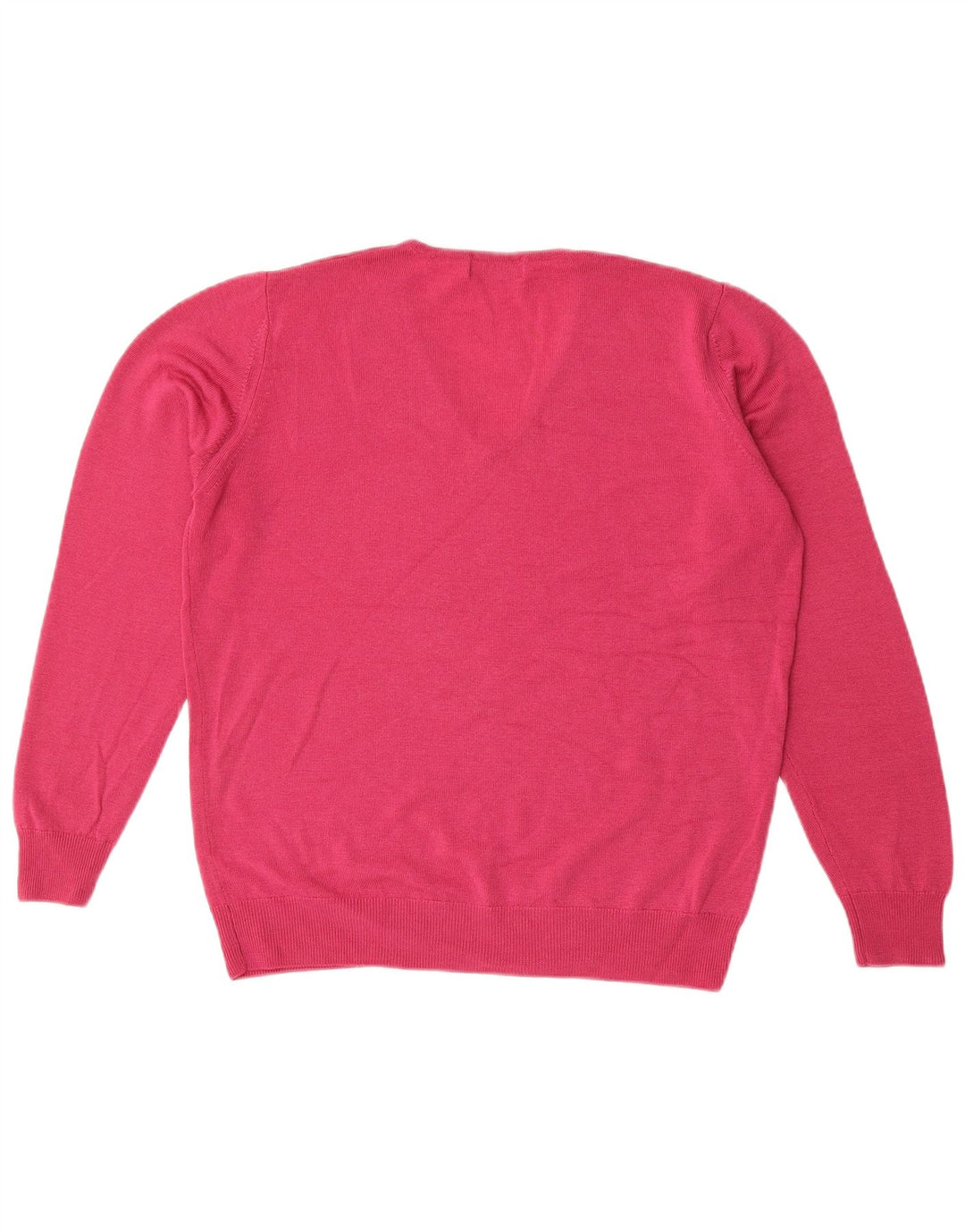 Marks & Spencer Γυναικείο πουλόβερ με λαιμόκοψη σε V UK 14 Medium Pink New Wool