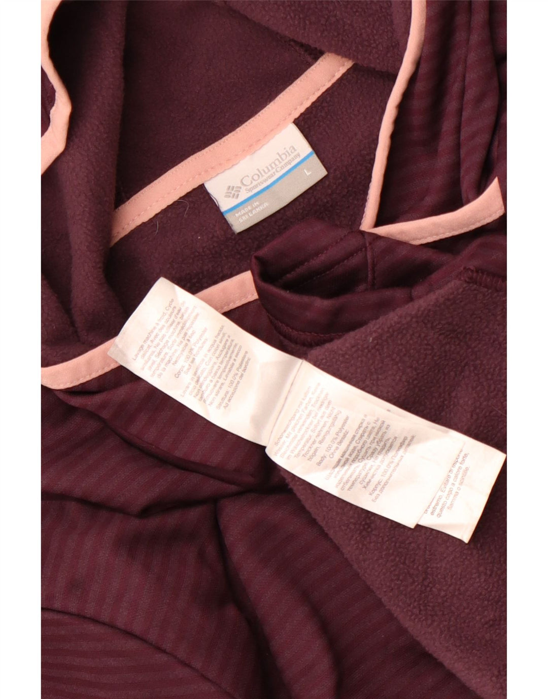 Columbia γυναικείο φούτερ με κουκούλα UK 16 Large Maroon ριγέ πολυεστέρας