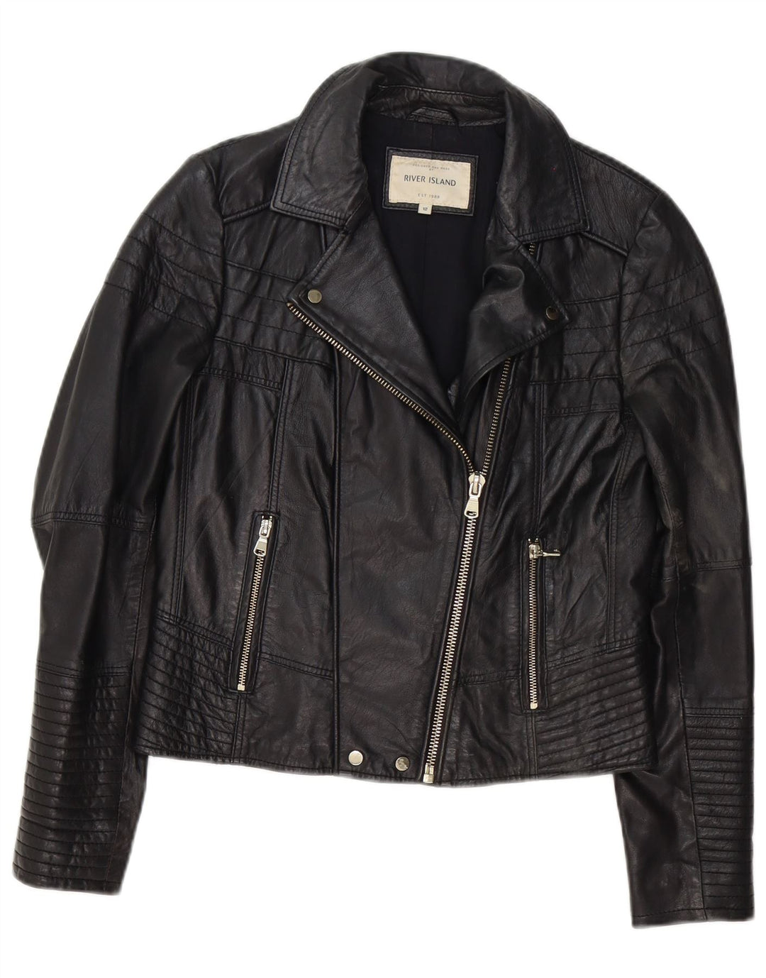 River Island Γυναικείο Δερμάτινο Μπουφάν Biker UK 12 Medium Μαύρο