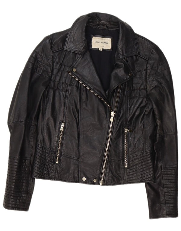 River Island Γυναικείο Δερμάτινο Μπουφάν Biker UK 12 Medium Μαύρο