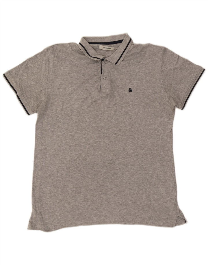 Ανδρικό μπλουζάκι πόλο Jack & Jones, βαμβακερό μεσαίο γκρι