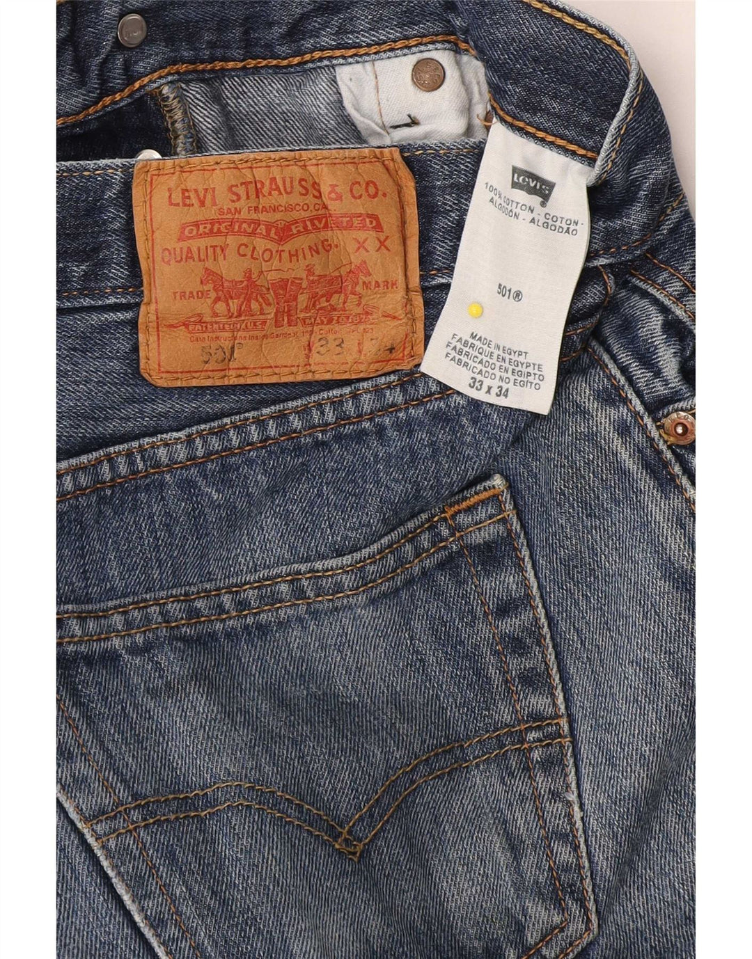 Levi's Mens 501 Straight Jeans W33 L34 Blue Cotton