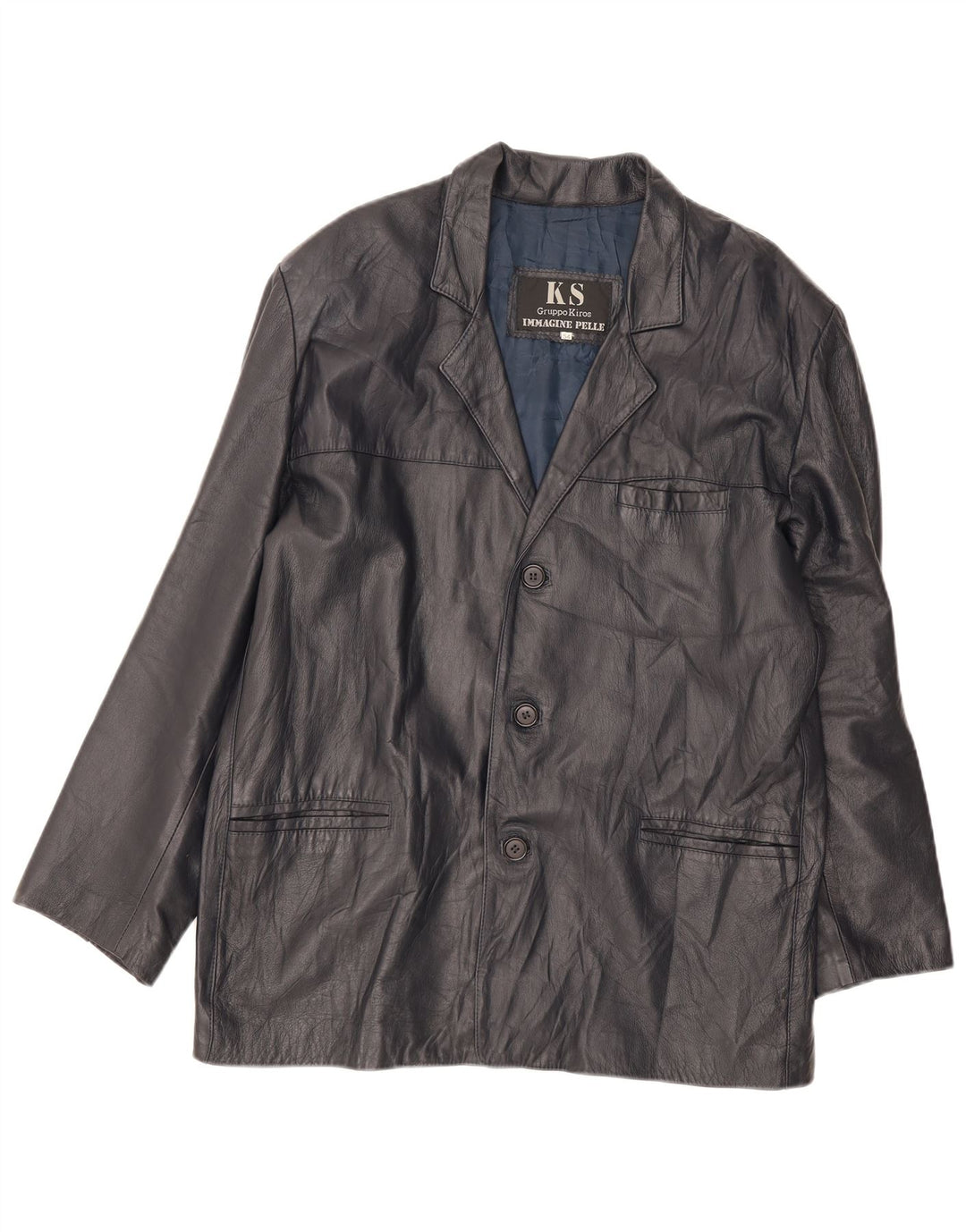 Kiros Ανδρικό Δερμάτινο Μπουφάν IT 54 2XL Navy Blue