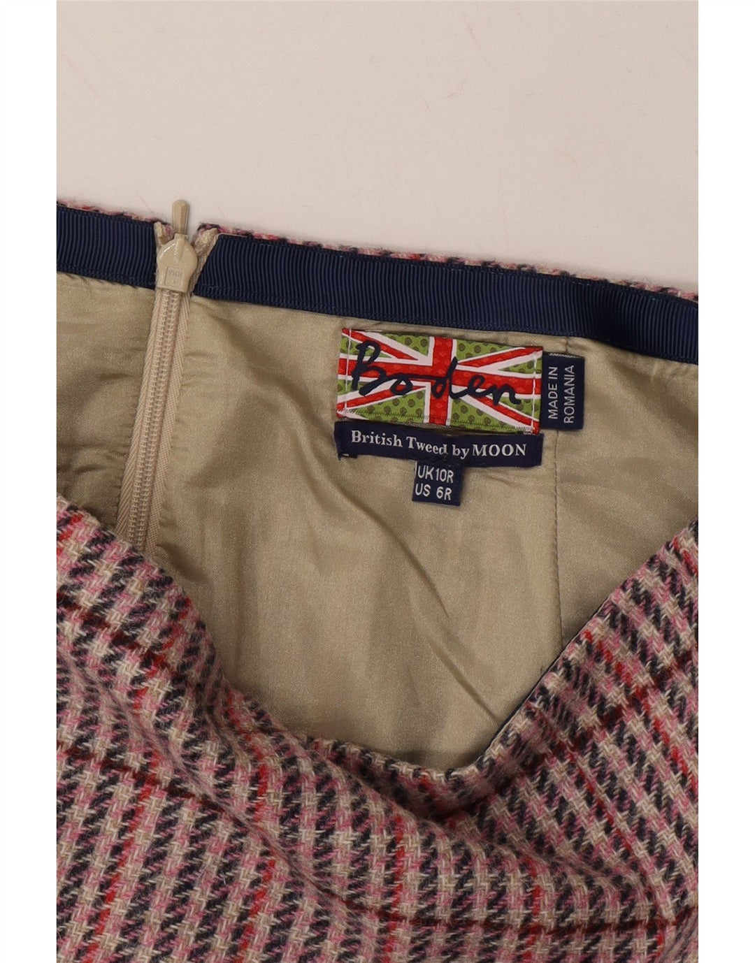BODEN Γυναικεία φούστα σε γραμμή Α UK 10 Small W30 Pink Check Wool