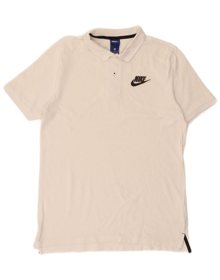 Ανδρικό πουκάμισο πόλο NIKE, μεσαίο, βαμβακερό σε λευκό χρώμα