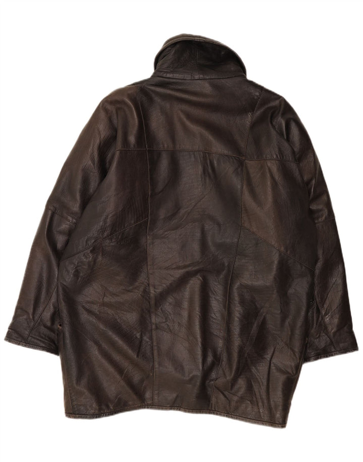 Vintage Γυναικείο Oversized Δερμάτινο Μπουφάν EU 44 XL Καφέ Δερμάτινο