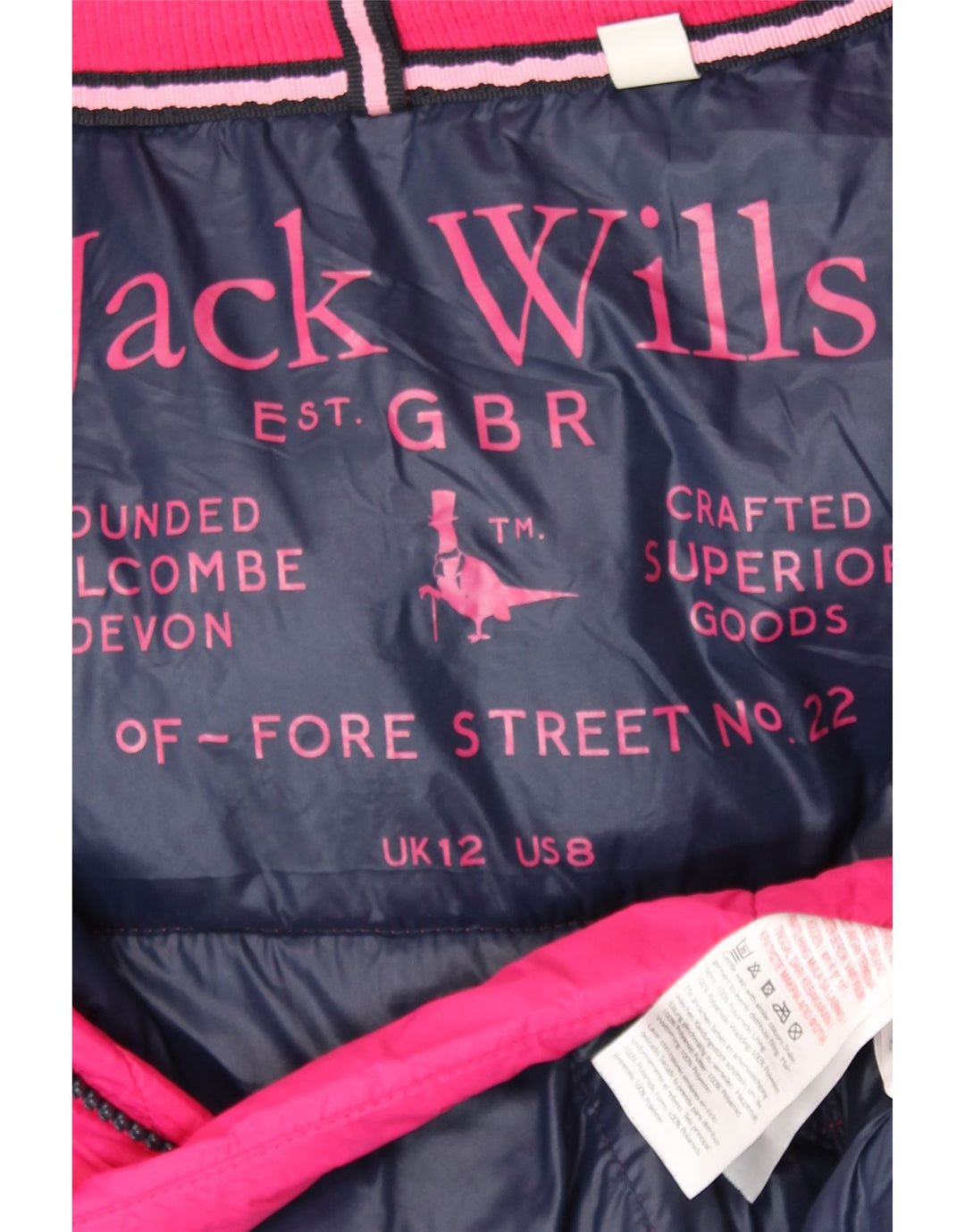 Jack Wills γυναικείο μπουφάν με κουκούλα με επένδυση UK 12 Medium Pink Polyamide