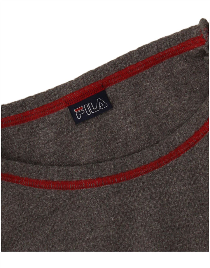 Fila Γυναικείο Crop Graphic Top Μακρυμάνικο UK 16 Large Grey