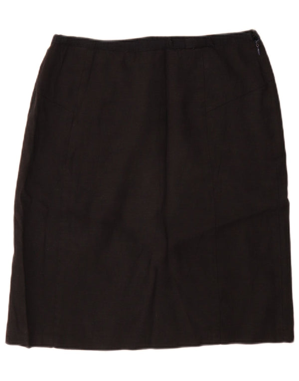Jigsaw Γυναικεία ίσια φούστα UK 12 Medium W28 Μαύρο Λινό