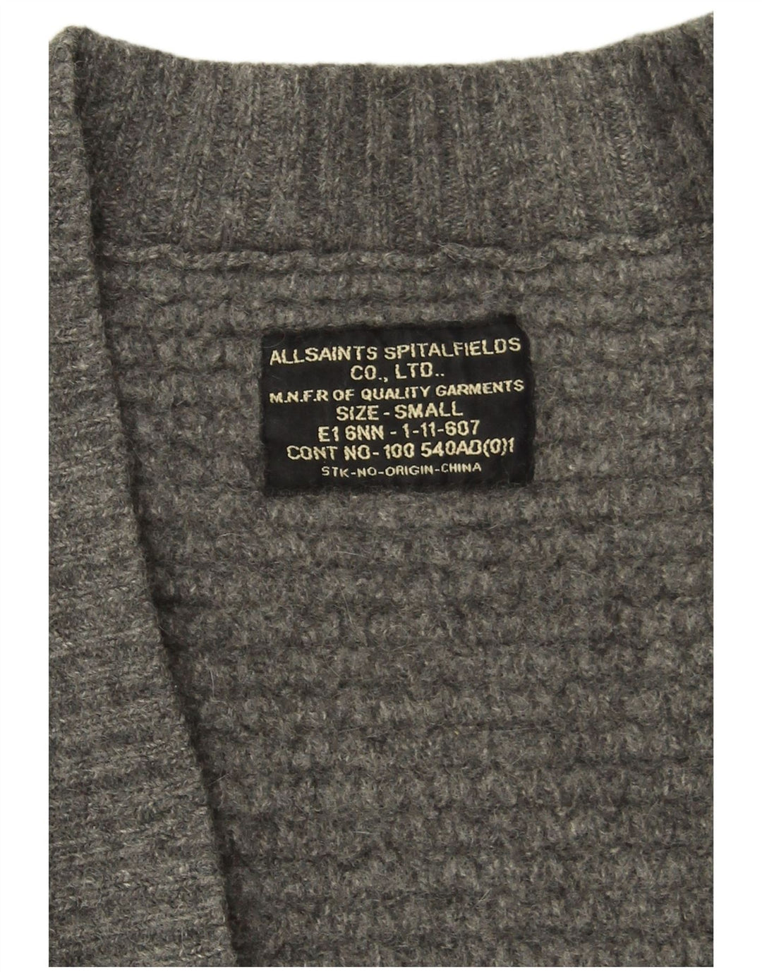 All Saints Γυναικεία ανοιχτή ζακέτα UK 10 Small Grey Lambswool