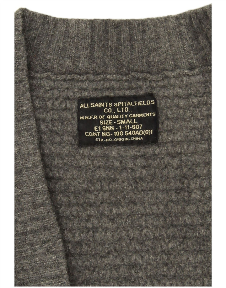 All Saints Γυναικεία ανοιχτή ζακέτα UK 10 Small Grey Lambswool