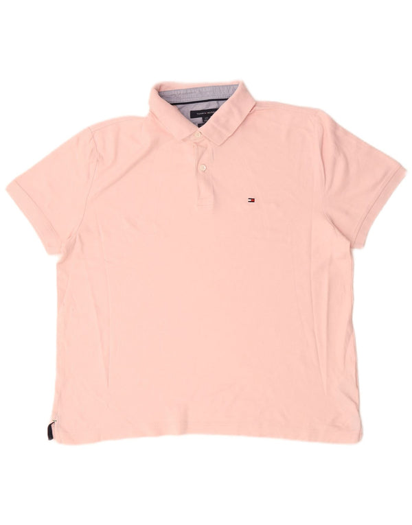 Tommy Hilfiger Mens Custom Fit Polo Shirt Large Pink Cotton