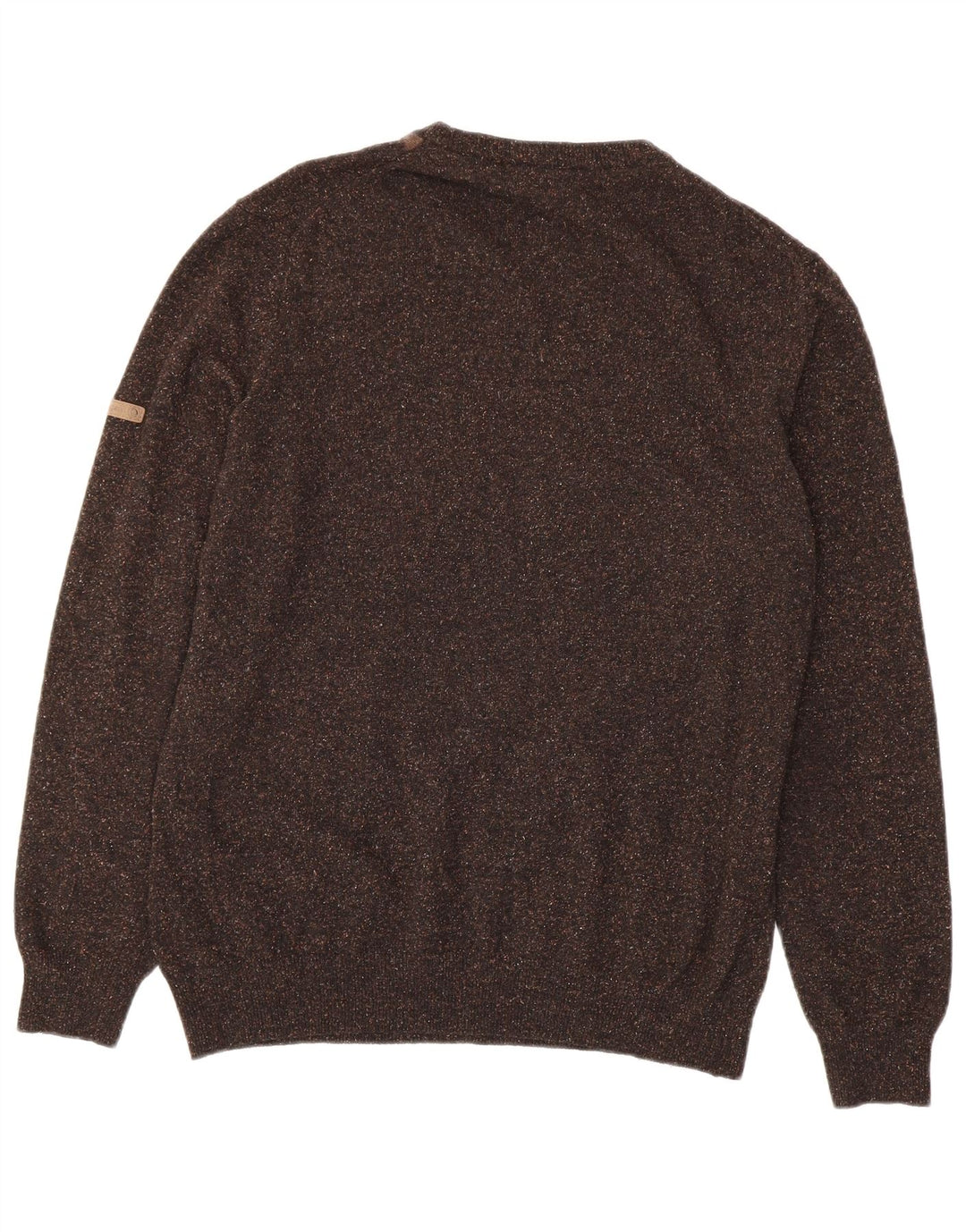 Ανδρικό πουλόβερ Navigare με λαιμόκοψη μεσαίου καφέ Argyle/Diamond Wool