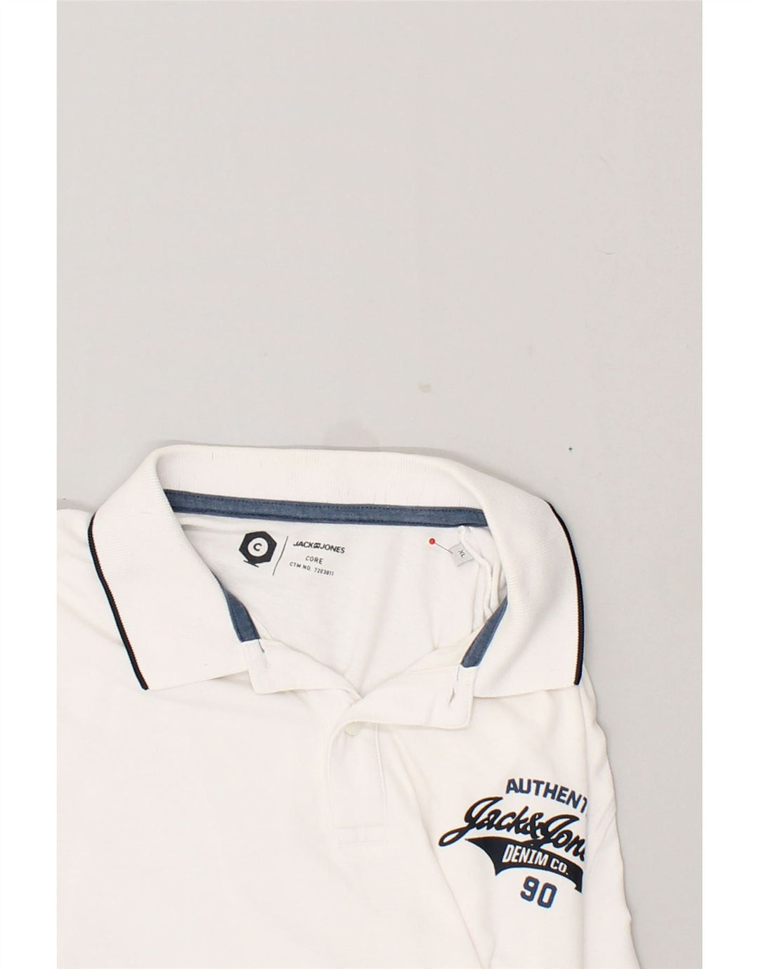JACK & JONES Mens Core Graphic Polo Shirt XL White Cotton | Vintage Jack & Jones | Thrift | Second-Hand Jack & Jones | Used Clothing | Messina Hembry 