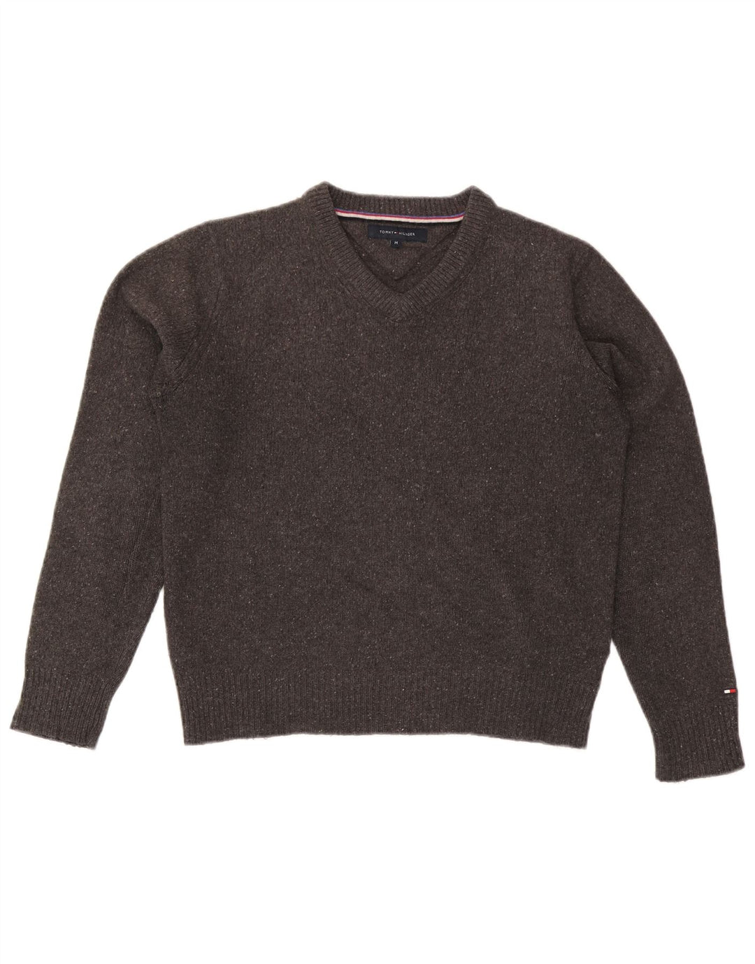 Ανδρικό πουλόβερ Tommy Hilfiger με V λαιμόκοψη, μαλλί με μεσαίο γκρι