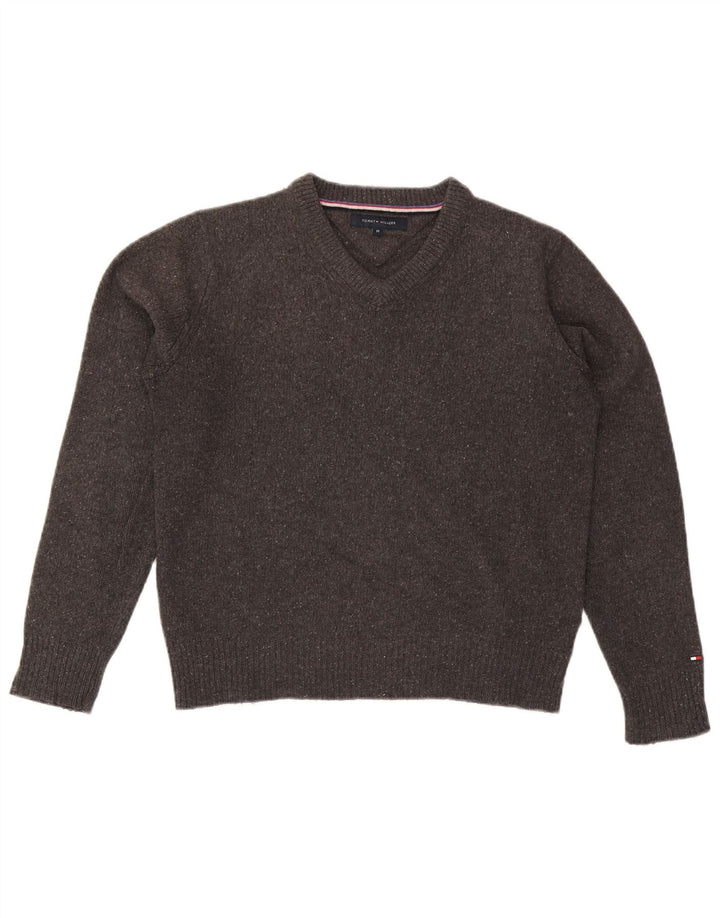 Ανδρικό πουλόβερ Tommy Hilfiger με V λαιμόκοψη, μαλλί με μεσαίο γκρι