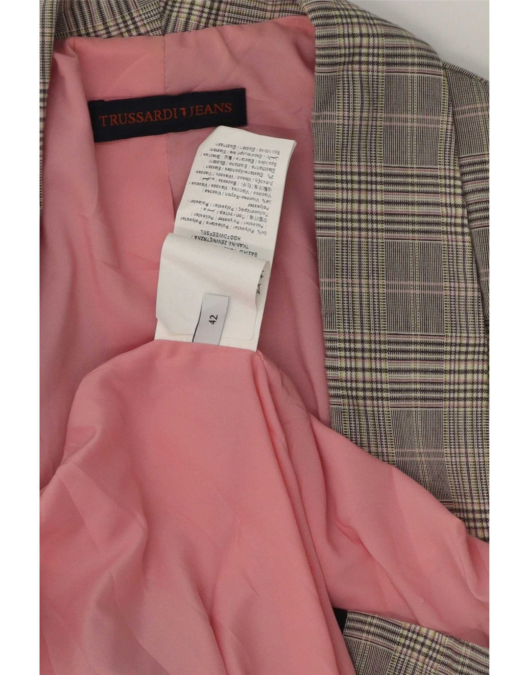 Trussardi Jeans Γυναικείο ανοιχτό σακάκι IT 42 Medium Grey Check Polyester
