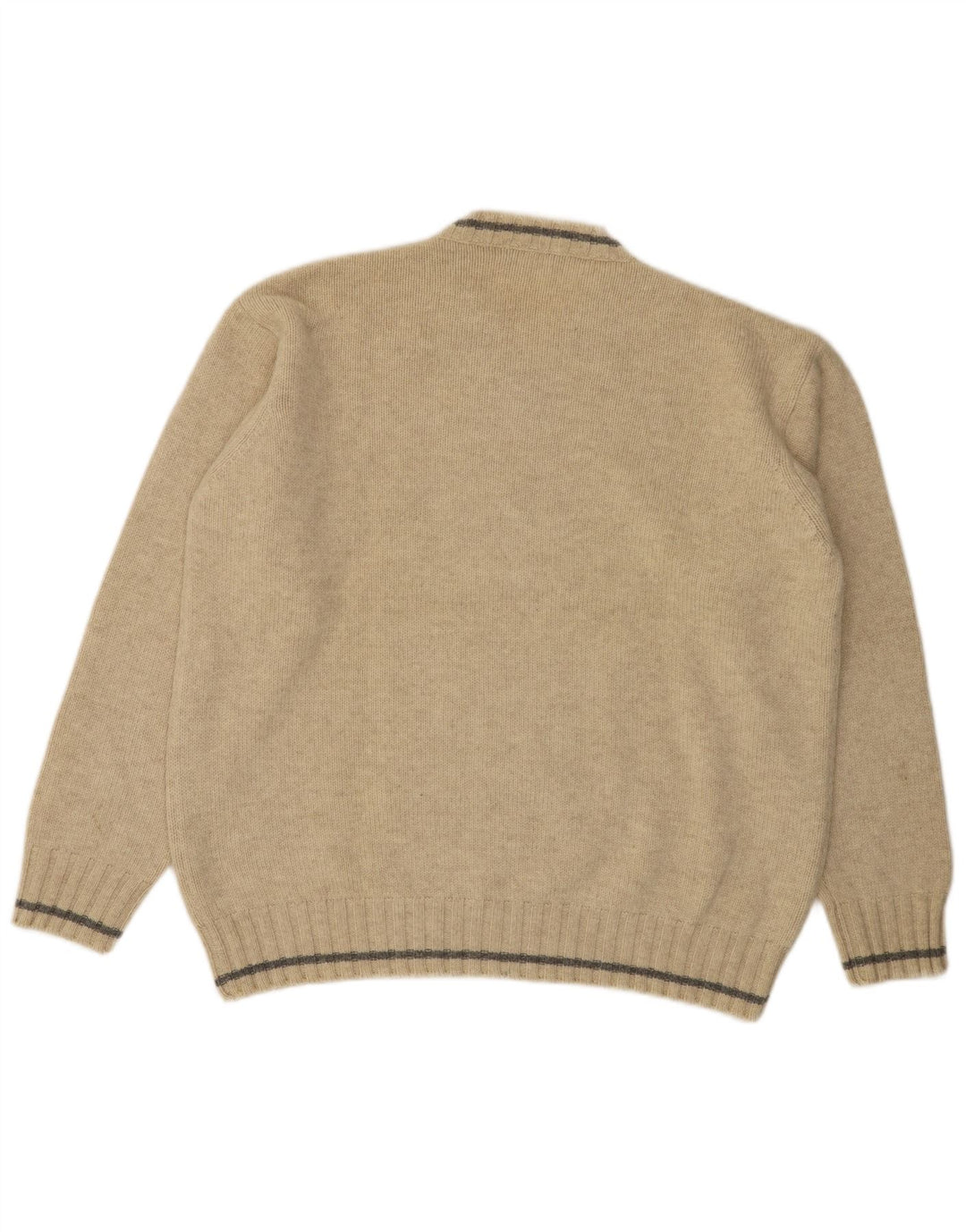 Fred Perry Ανδρικό πουλόβερ με λαιμόκοψη με λαιμόκοψη σε μεγάλο μπεζ μαλλί