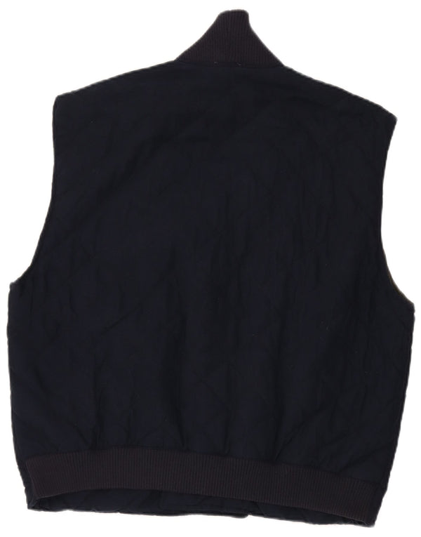 Vintage ανδρικό διπλό καπιτονέ Gilet UK 40 Μεγάλο Navy Blue Polyester
