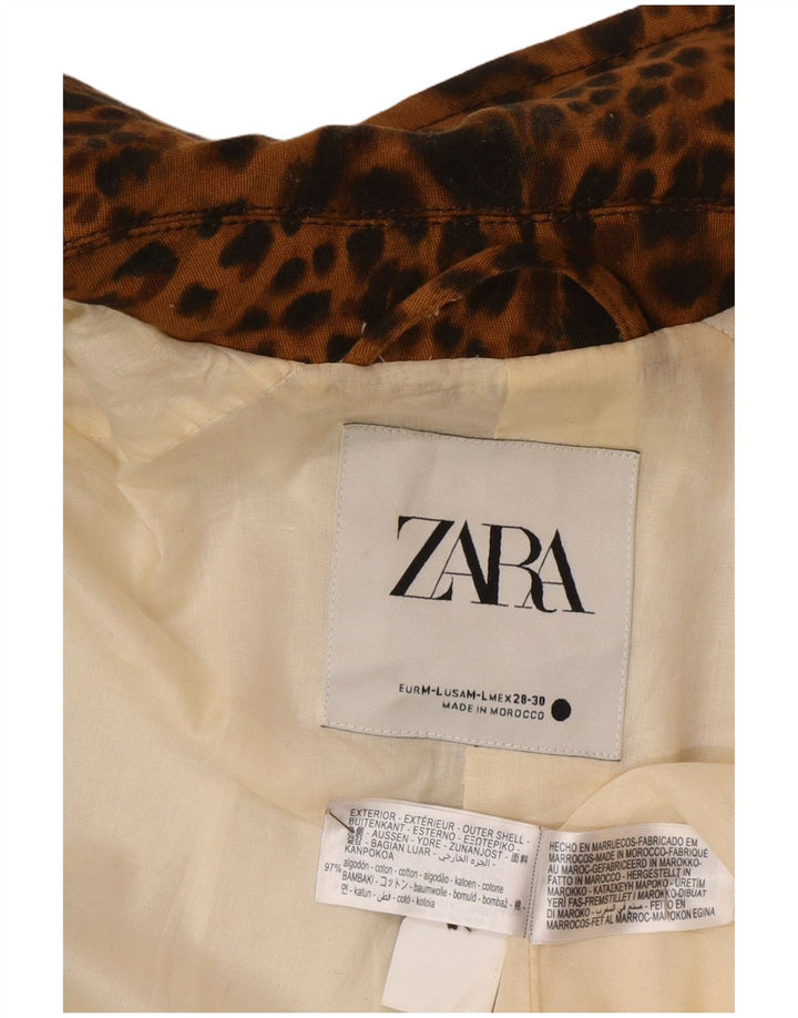 Zara Γυναικείο Oversized Πανωφόρι UK 14 Medium Brown Animal Print Βαμβακερό