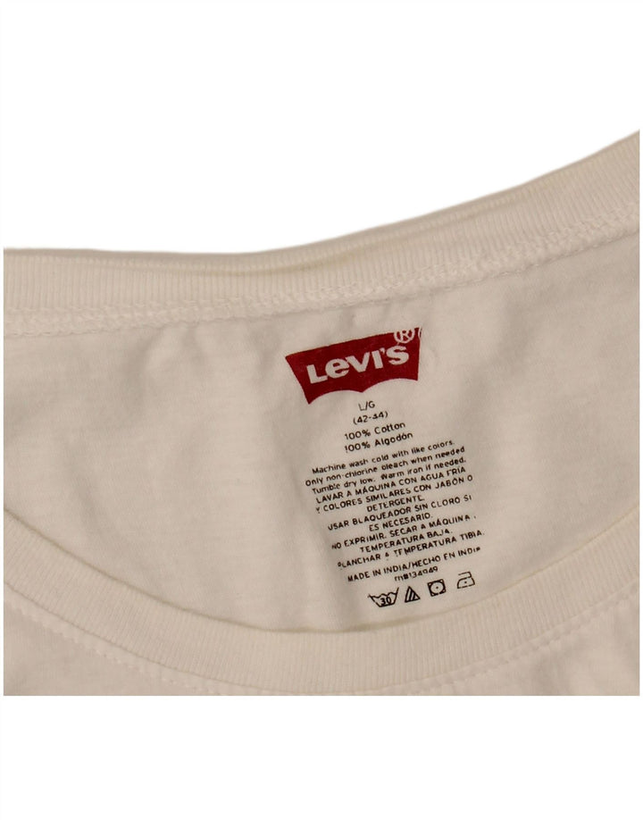 Ανδρικό T-Shirt LEVI'S Top UK 42/44 μεγάλο λευκό βαμβακερό