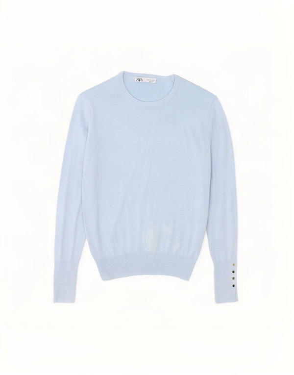 Zara Γυναικείο πουλόβερ με λαιμόκοψη UK 16 Large Blue