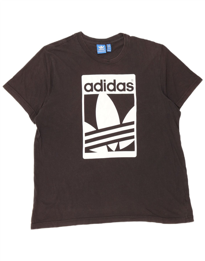 ADIDAS Mens Graphic T-Shirt Top Large Black Cotton