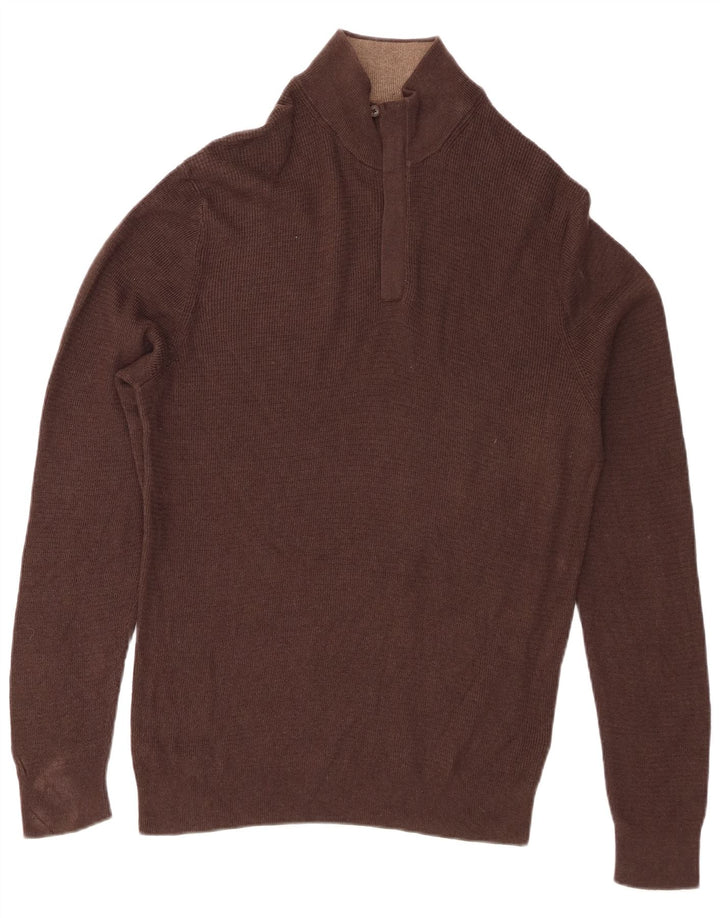 Ανδρικό πουλόβερ Massimo Dutti με φερμουάρ XL Καφέ βαμβακερό