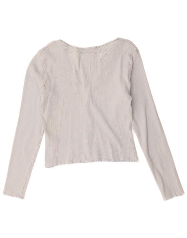 Hobbs Womens Crop Cardigan Top UK 14 Medium Blue Cotton