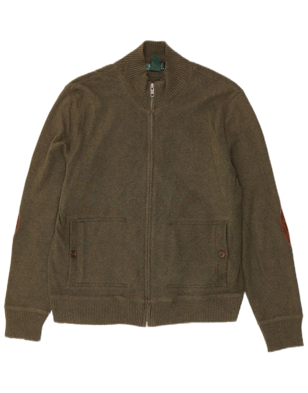 Γυναικείο πουλόβερ ζακέτα Ralph Lauren UK 14 μεσαίο χακί βαμβάκι