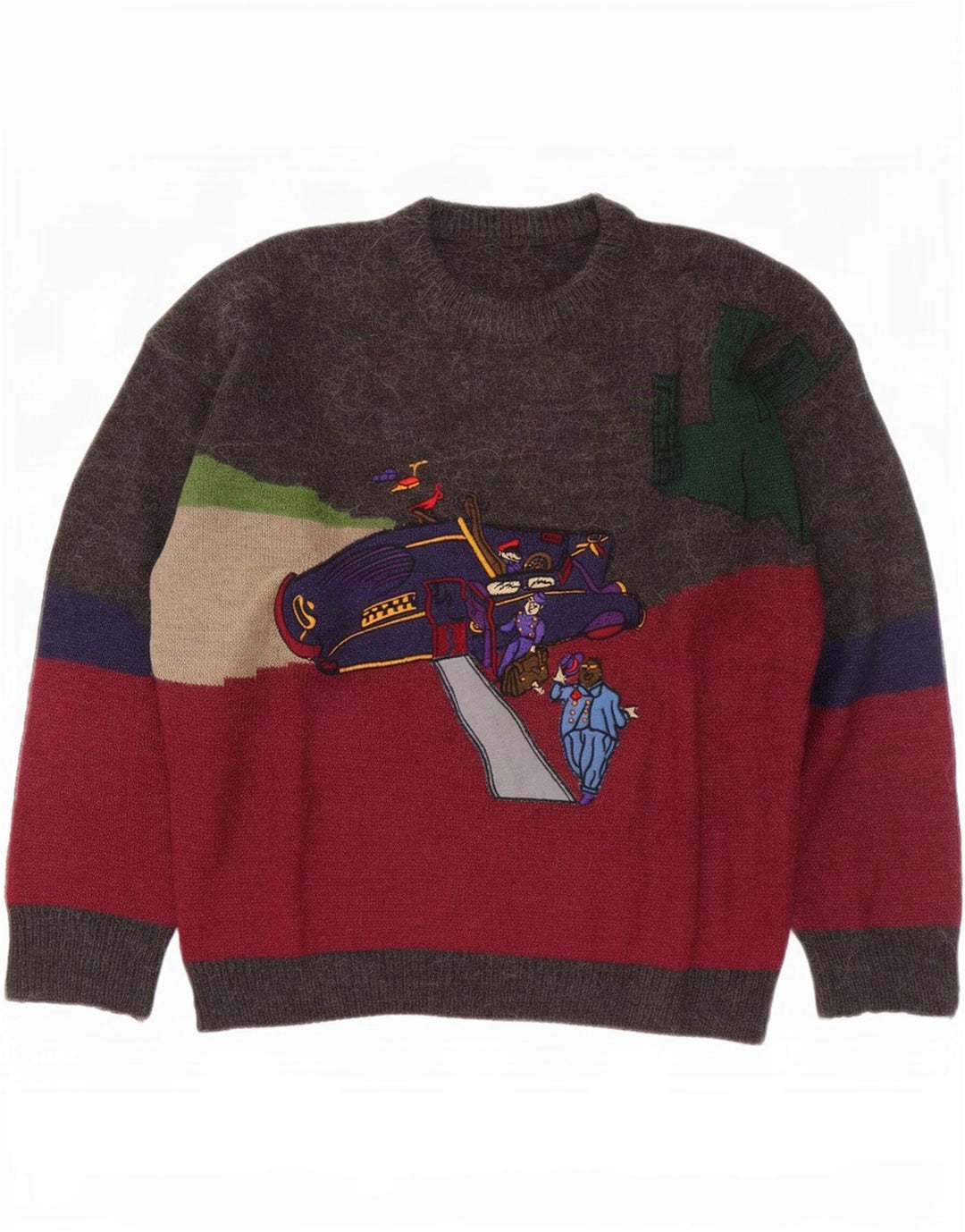 Vintage Ανδρικό πουλόβερ με λαιμόκοψη μεγάλο πολύχρωμο χρώμα