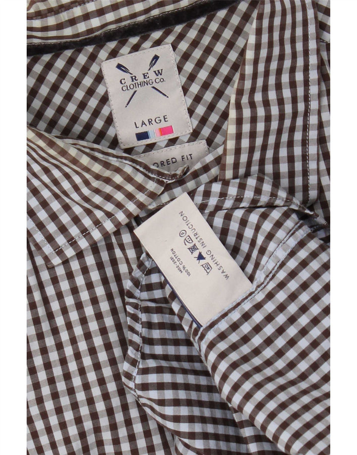 Ανδρικό πουκάμισο Crew Clothing Tailored Fit, μεγάλο καφέ βαμβακερό Gingham