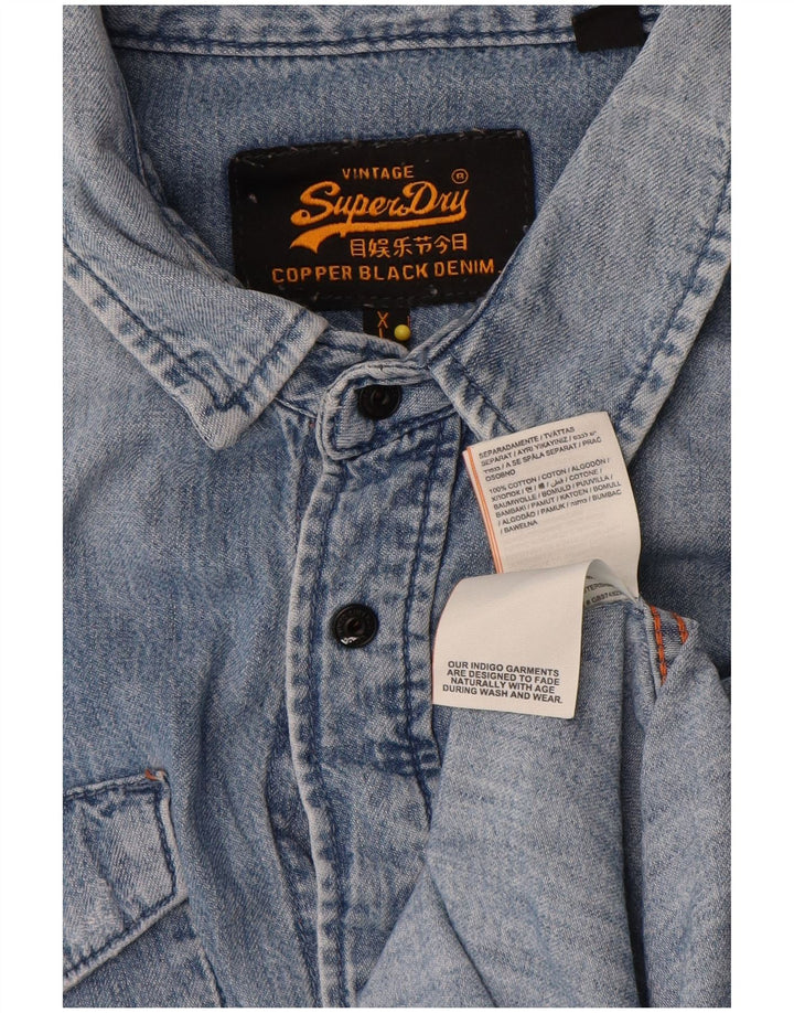 Ανδρικό τζιν πουκάμισο Superdry XL Μπλε βαμβακερό