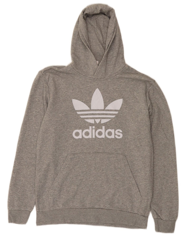 Adidas Boys Graphic Hoodie Jumper 13-14 ετών Βαμβάκι με γκρι φλύκταινες