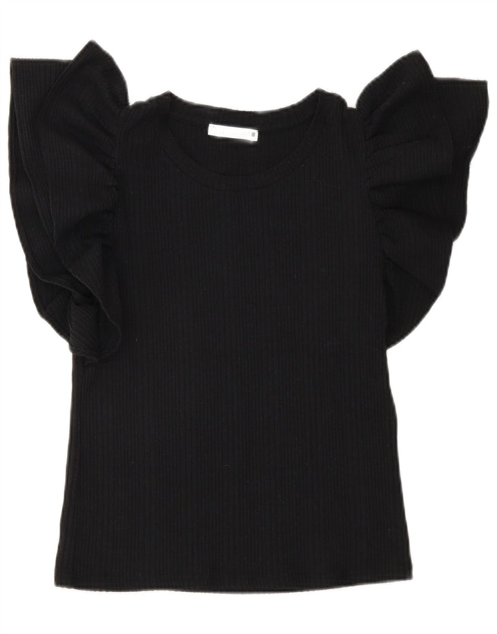 Zara Γυναικεία Μπλούζα Crop Top UK 10 Small Black