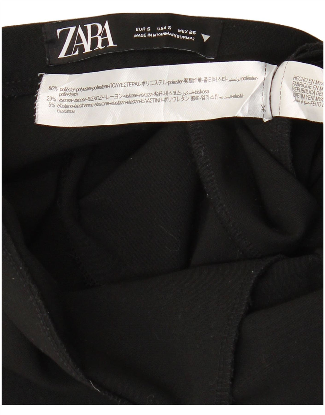 ZARA Γυναικείο Slim Casual Παντελόνι Small W26 L27 Μαύρο Πολυεστέρα