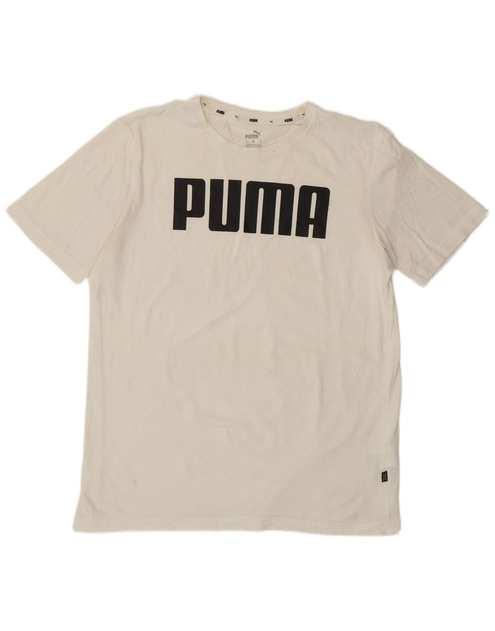 Ανδρικό γραφικό μπλουζάκι PUMA, μεσαίο λευκό βαμβακερό