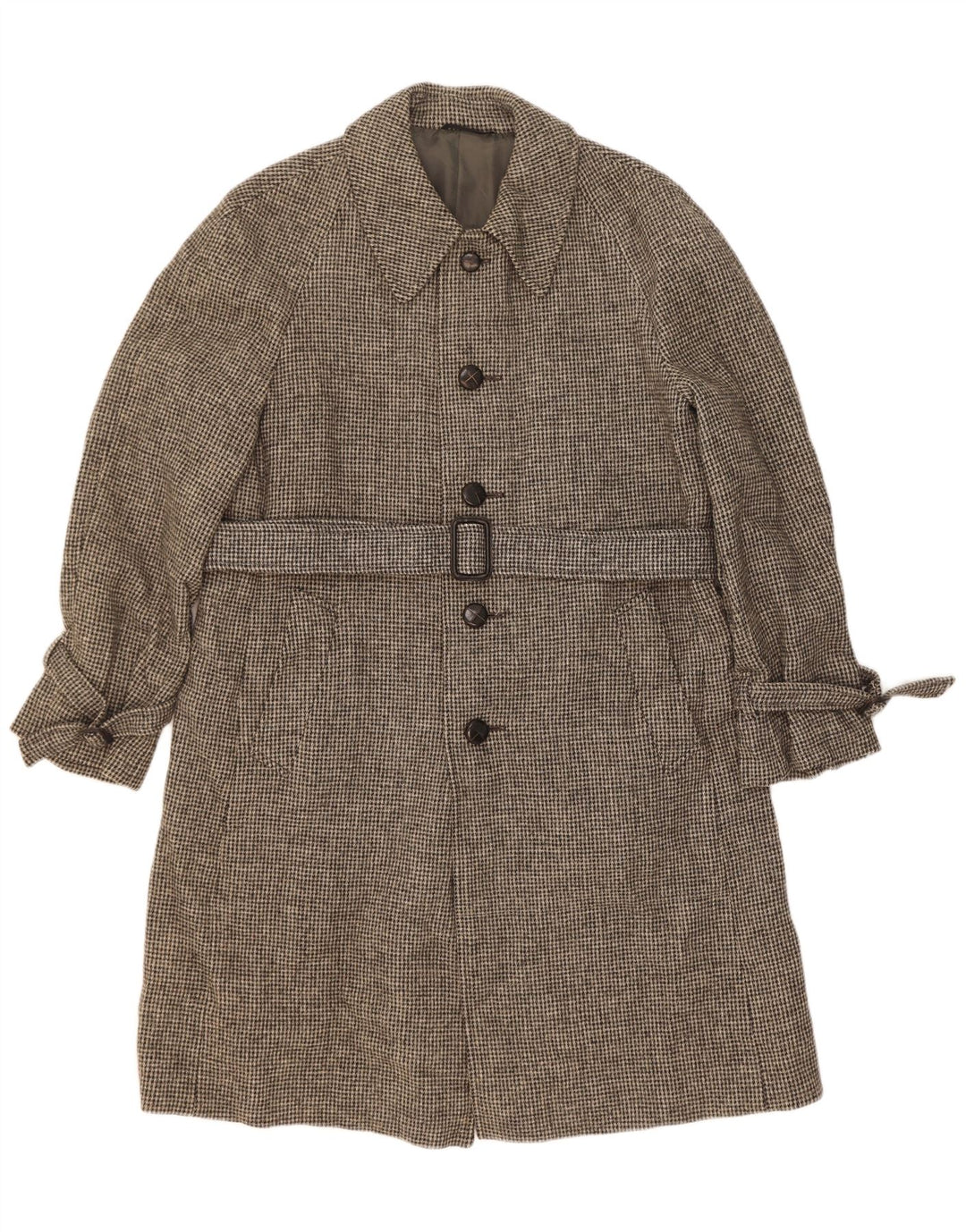 Vintage Ανδρικό Πανωφόρι UK 38 Μέτριο Γκρι Check Virgin Wool