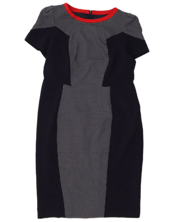 Γυναικείο φόρεμα με θήκη Marks & Spencer UK 14 Medium Navy Blue Check Polyester