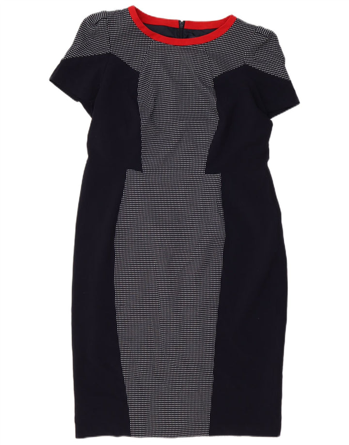 Γυναικείο φόρεμα με θήκη Marks & Spencer UK 14 Medium Navy Blue Check Polyester